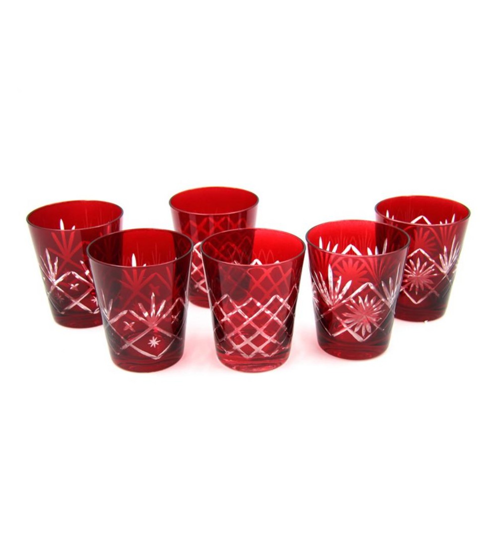 Famille Royale - Coffret de 6 Verres Rouges Sculptés -
