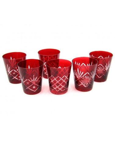 Famille Royale - Coffret de 6 Verres Rouges Sculptés -