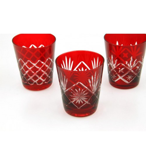Famille Royale - Coffret de 6 Verres Rouges Sculptés -