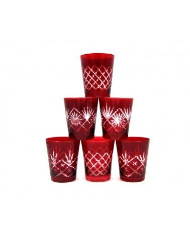 Royal Family - Set 6 Bicchieri Rossi Intagliati - 