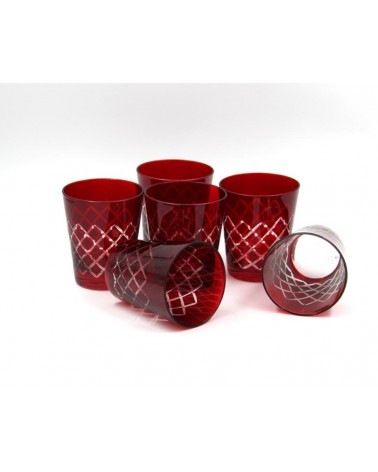 Royal Family - Coffret de 6 Verres Rouges à Décor Rayé - 