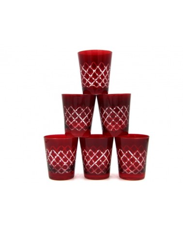 Royal Family - Coffret de 6 Verres Rouges à Décor Rayé - 