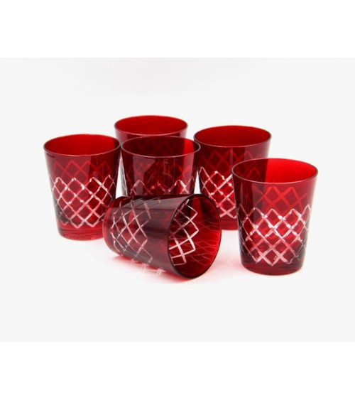 Royal Family - Coffret de 6 Verres Rouges à Décor Rayé - 