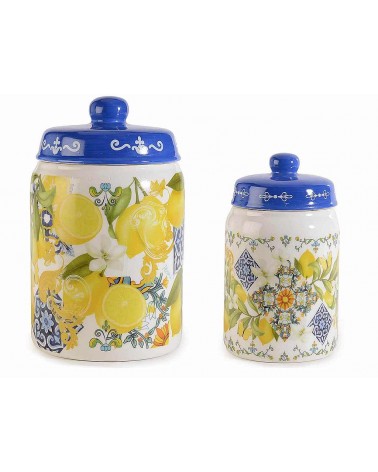 Set mit 2 Keramik-Küchendosen – Mediterrane Majolika - 