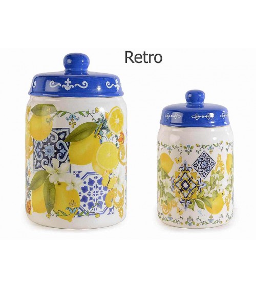 Set of 2 Ceramic Kitchen Jar - Mediterranean Majolica -  - 