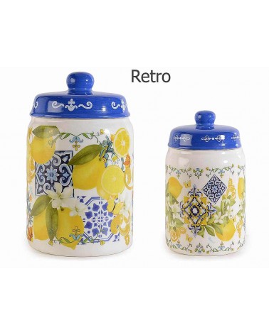 Set of 2 Ceramic Kitchen Jar - Mediterranean Majolica -  - 