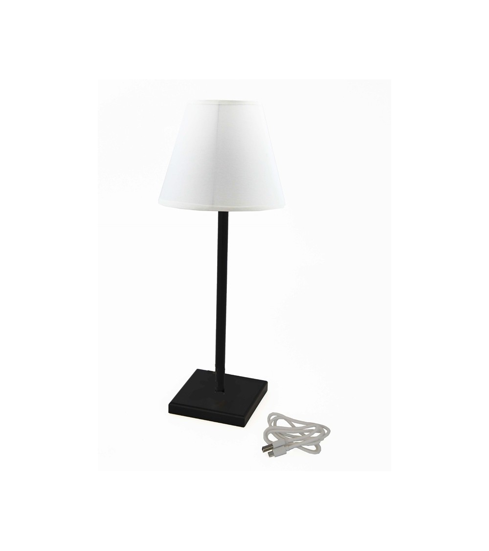 Royal Family - Lampada Ricaricabile Nera con Paralume Bianco - 