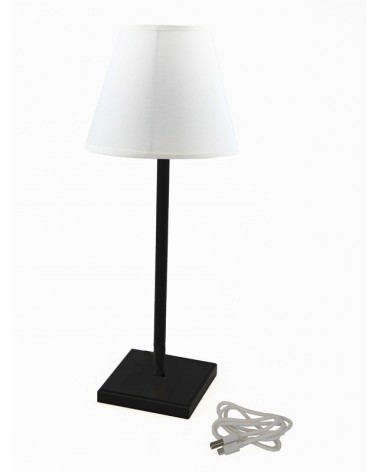 Famille royale - Lampe rechargeable noire avec abat-jour blanc - 