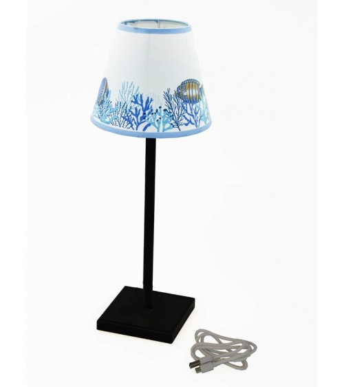 Royal Family - Lampada Ricaricabile Nera con Paralume "Mare" - 
