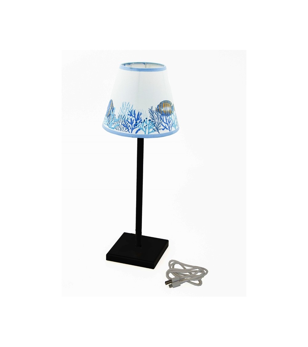 Royal Family - Lampada Ricaricabile Nera con Paralume "Mare" - 