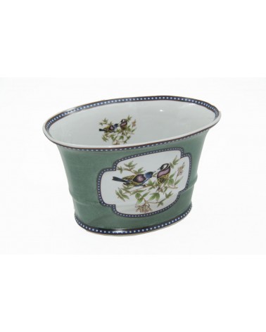 Royal Family - Vaso Portafiori Ovale con decoro Floreale e Uccellini - 