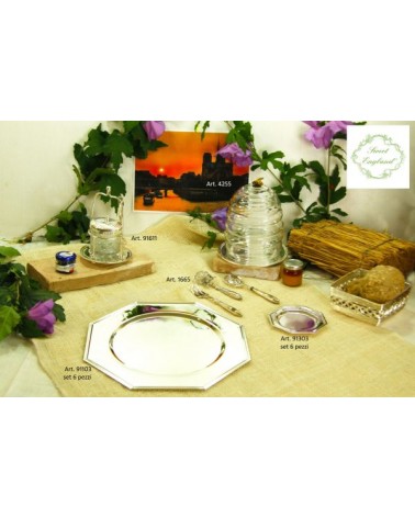 Sottopiatto in Argento Sheffield Ottagonale - Set 6 pezzi - 