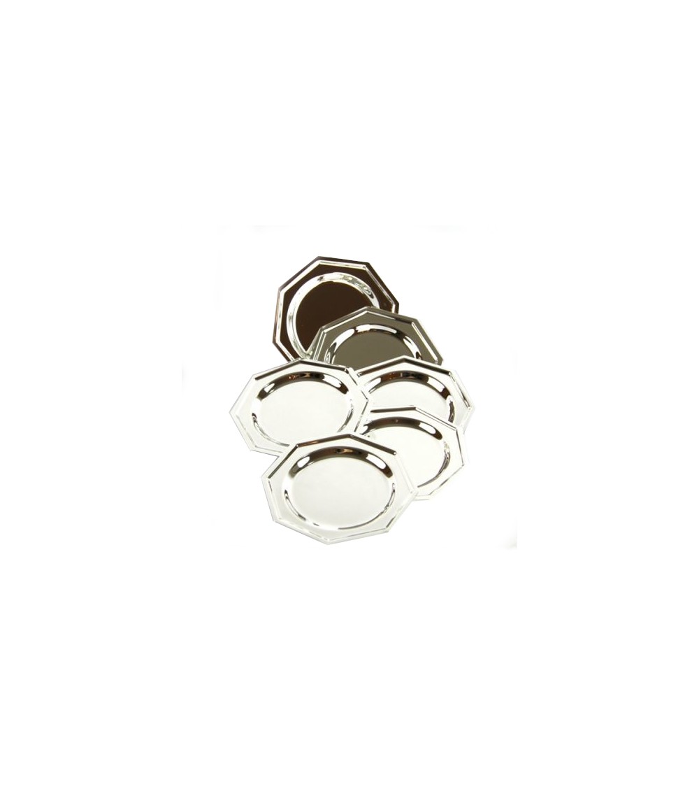 Piattino Pane / Sottobicchiere Ottagonale Argento Sheffield - Set 6pz - 