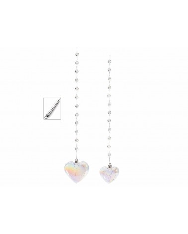 Set of 2 Hanging Glass Hearts with LED Lights -  - 