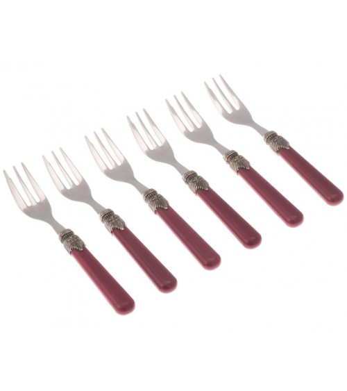 Classic Set 6pz Forchettine da Dolce colore rosso ortensia - Rivadossi Sandro -