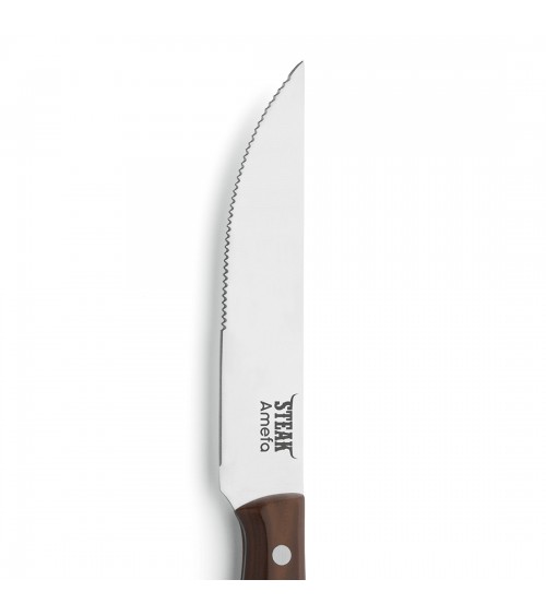 Porterhouse Steakmesser aus Stahl und Holzgriff - Amefa -