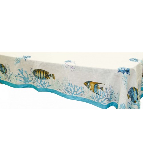 Nappe "Mer" Mélange de Coton et Lin Fabriquée en Italie - Famille Royale Sheffield - 