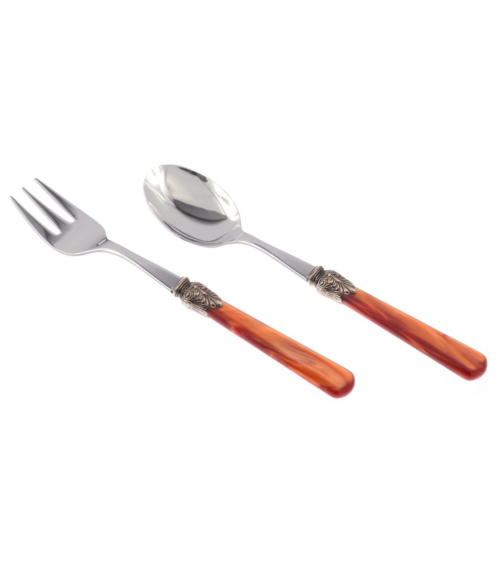 Elena - Set mit 2 Servierbesteckteilen - Farbiges Besteck Rivadossi Sandro - Grifffarbe Orange
