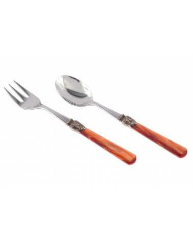 Elena - Set de 2 Couverts de Service - Couverts Colorés Rivadossi Sandro - couleur manche orange