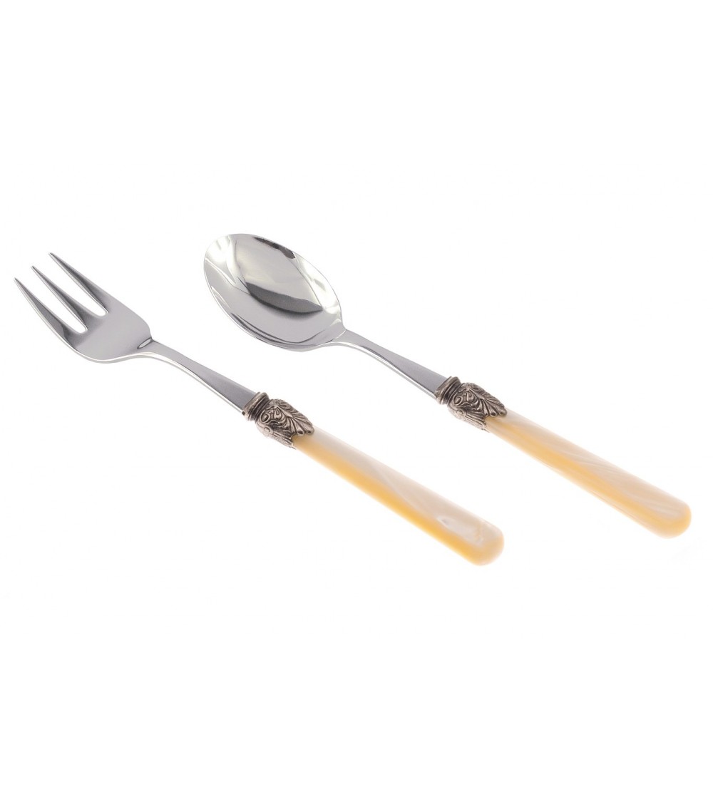 Elena - Set mit 2 Servierbesteckteilen - Farbiges Besteck Rivadossi Sandro - Grifffarbe Elfenbein