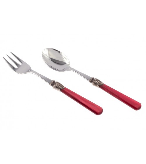 Elena - Set de 2 Couverts de Service - Couverts Colorés Rivadossi Sandro - couleur manche bordeaux