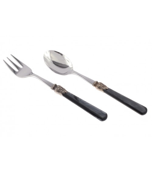Elena - Set de 2 Couverts de Service - Couverts Colorés Rivadossi Sandro - couleur manche noir