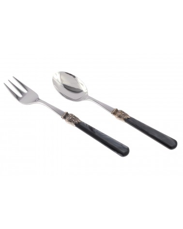 Elena - Set mit 2 Servierbesteckteilen - Farbiges Besteck Rivadossi Sandro - schwarze Grifffarbe