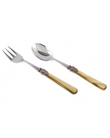 Elena - Set of 2 Serving Cutlery - Rivadossi Sandro Colored Cutlery - Olive Green Handle Color