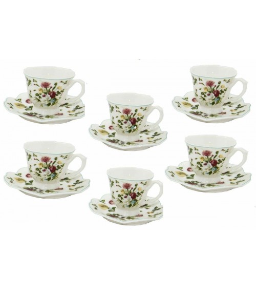 Kaffeeservice-Set 6-teilig im englischen Stil - New Spring Rose Collection - Royal Family Sheffield -