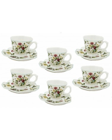 Coffee Service Set 6 Pieces in English Style - New Spring Rose Collection - Royal Family Sheffield -