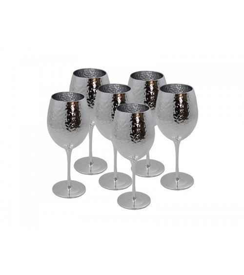 Royal Family- Set 6 Calici Vino in Vetro Argento - 
