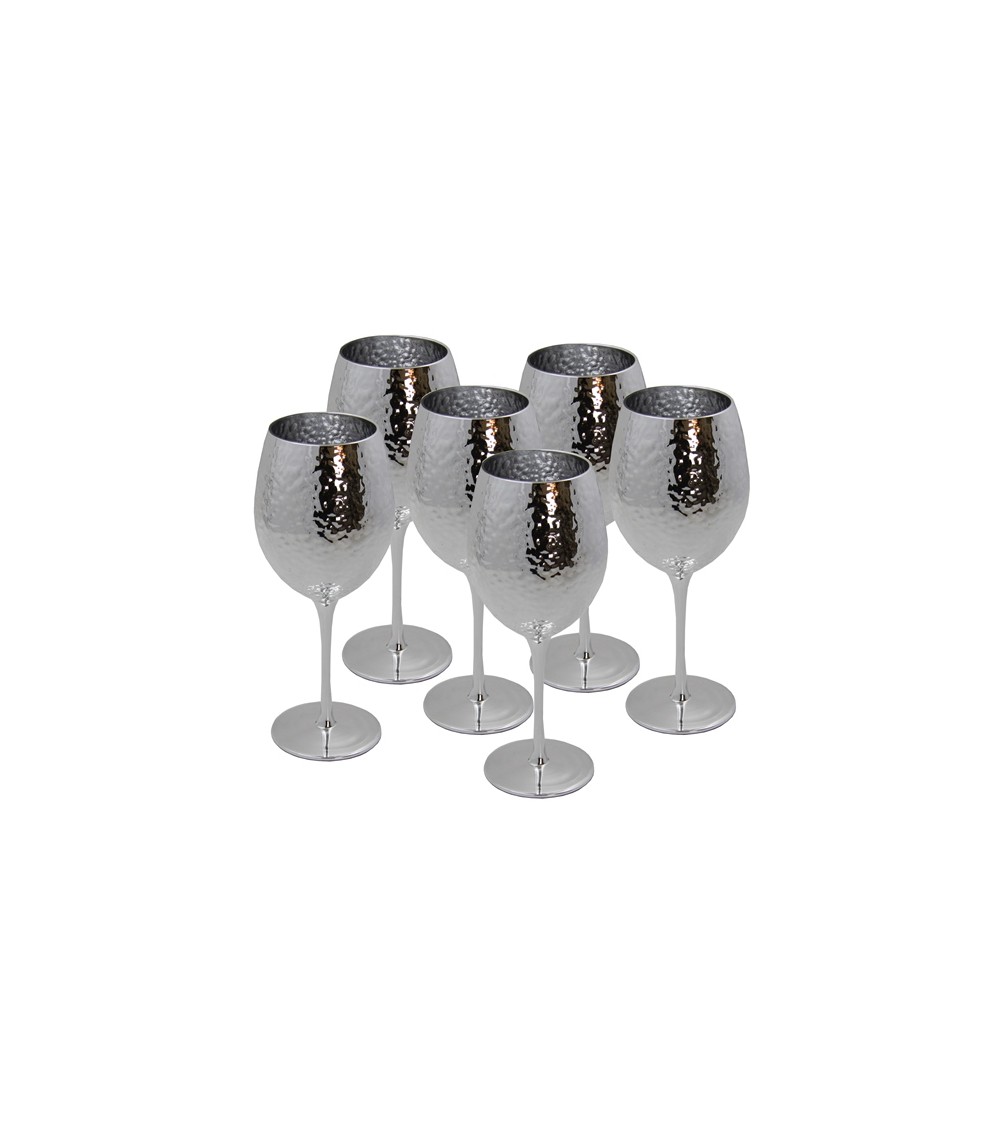 Royal Family- Set 6 Calici Vino in Vetro Argento - 