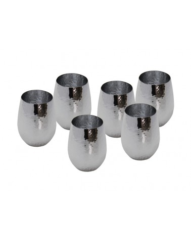 Famille Royale - Ensemble de 6 Gobelets à Eau en Verre Argenté - 