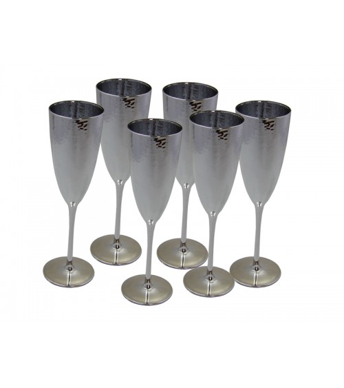 Royal Family – Set mit 6 Champagnergläsern aus Silberglas - 