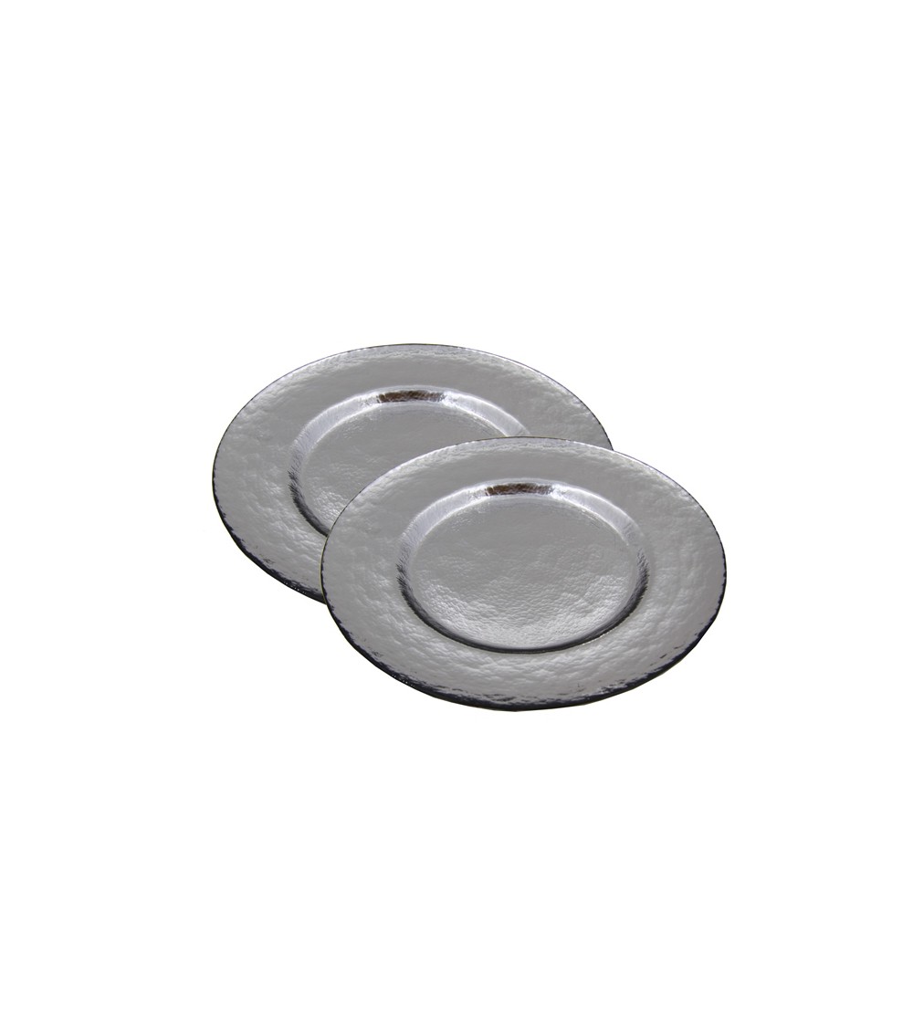 Royal Family – Set mit 2 Platztellern aus silbernem Glas - 