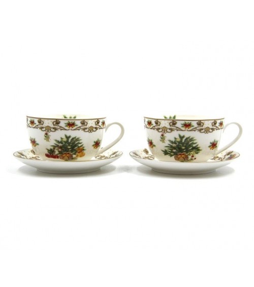 Royal Family - Pair of Breakfast Cups "Christmas Dinner Night" -