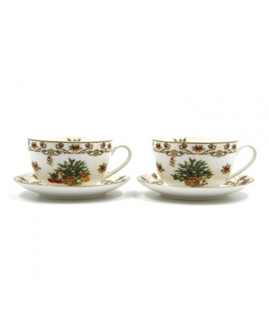 Royal Family - Pair of Breakfast Cups "Christmas Dinner Night" -