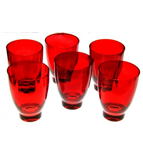 Famille Royale - Coffret de 6 Verres à Eau Rouge "Capri" - 