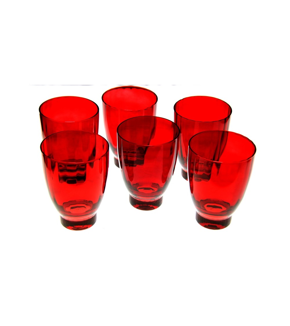 Famille Royale - Coffret de 6 Verres à Eau Rouge "Capri" - 