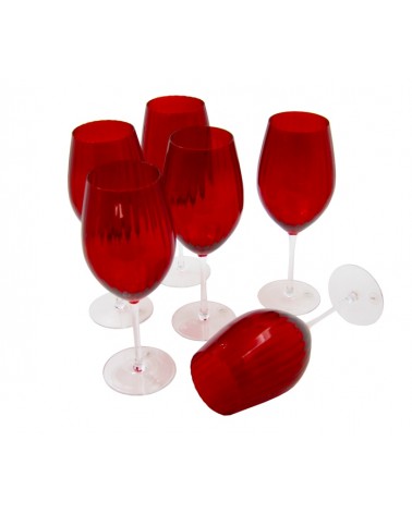 Royal Family - Set 6 Calici Alti Rossi per Vino "Paris" - 