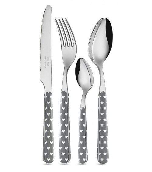 Ménagère moderne 24 pièces Neva - Coeurs gris - 