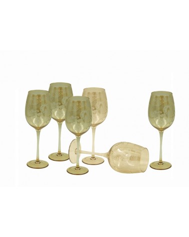 Famille Royale - Coffret de 6 Verres à Dégustation Ambre avec Gravure - 
