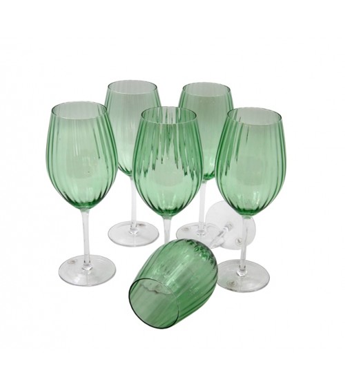 Royal Family - Set 6 Calici Vino Alti in Vetro "Capri" - 
