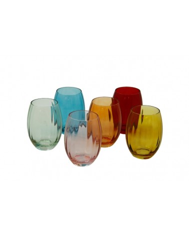 Royal Family - Set of 6 "Rainbow" Water Glasses in 6 Colors -  - 