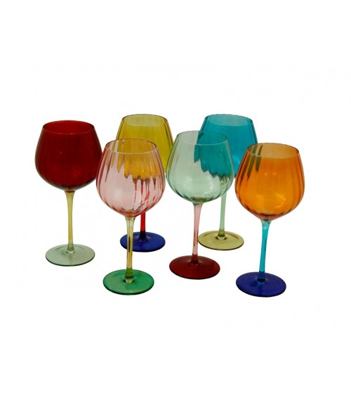 Famille Royale - Set de 6 Grands Verres à Vin "Rainbow" en 6 Couleurs - 