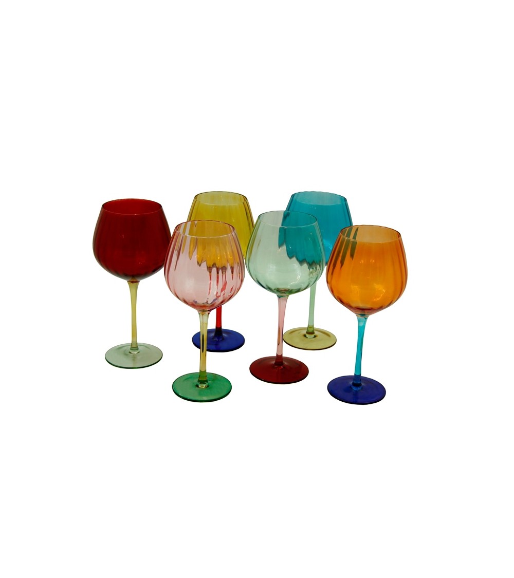 Royal Family – Set mit 6 hohen Weingläsern „Rainbow“ in 6 Farben - 