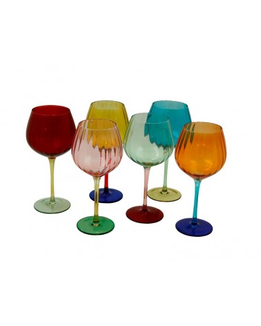 Famille Royale - Set de 6 Grands Verres à Vin "Rainbow" en 6 Couleurs - 