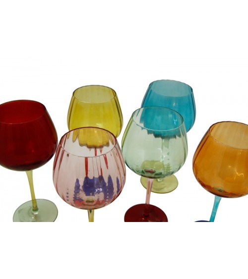 Royal Family - Set 6 Calici Alti Vino"Rainbow" in 6 Colori - 