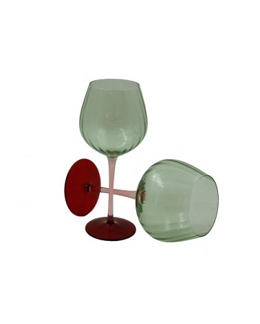 Royal Family – Set mit 2 hohen Weingläsern „Rainbow“, Grün – Rot und Rosa - 