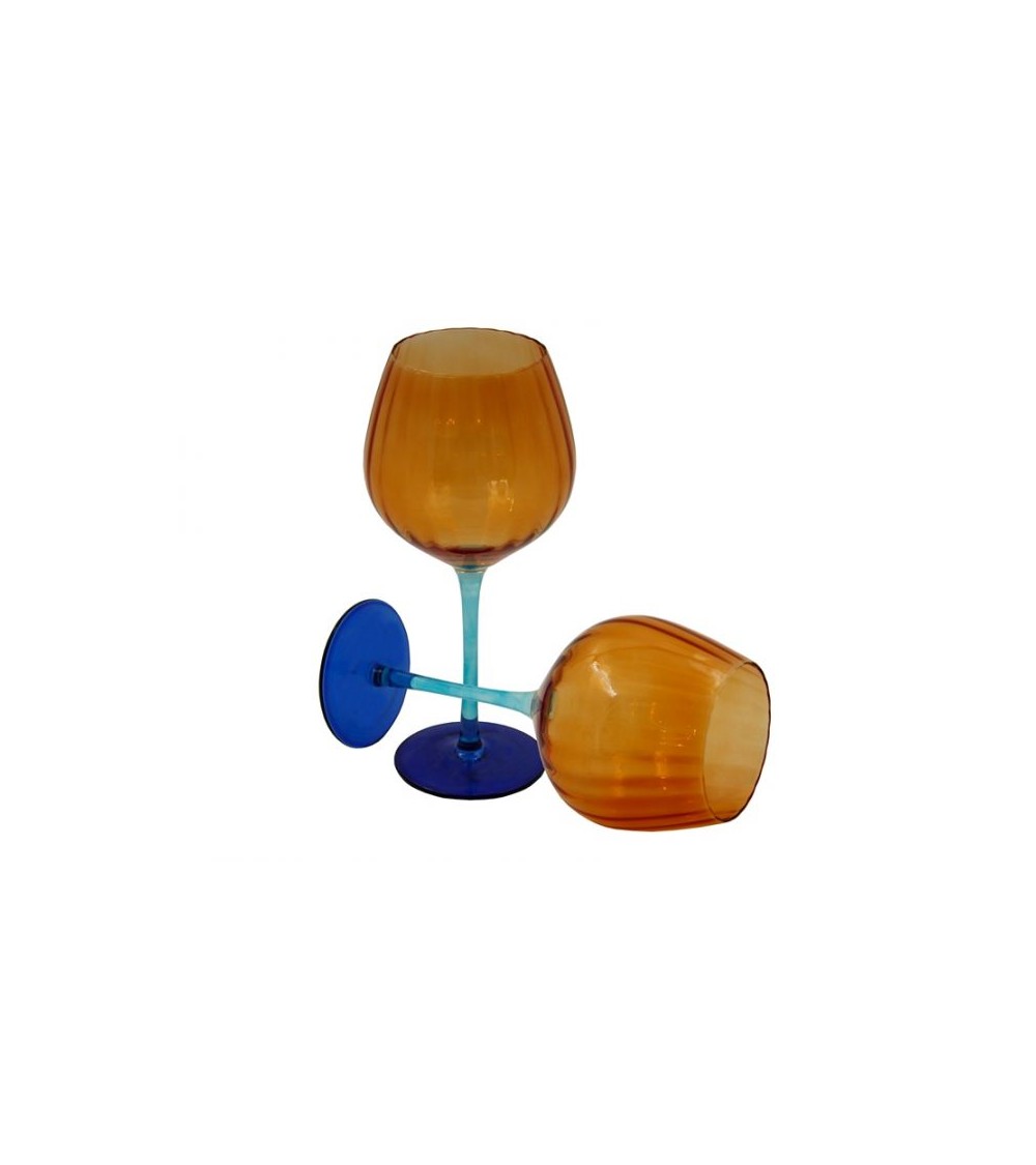 Royal Family – Set mit 2 hohen Weingläsern „Rainbow“ Orange – Blau und Hellblau - 